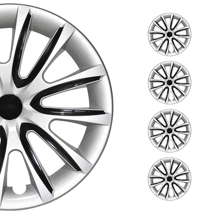 15" Wheel Covers Rims Hubcaps for Mercedes ABS Gray Black 4Pcs