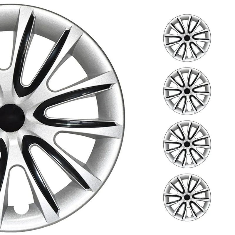 15" Wheel Covers Rims Hubcaps for Mercedes ABS Gray Black 4Pcs - OMAC USA