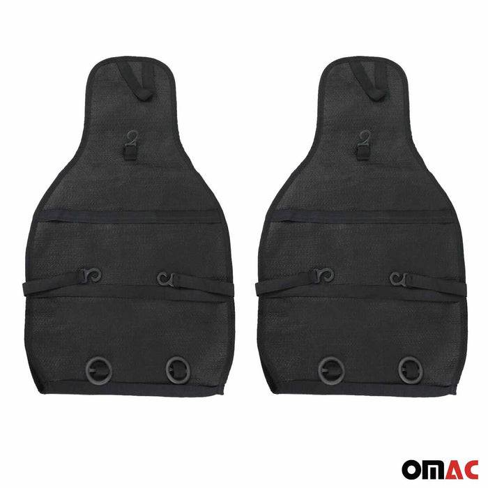 Antiperspirant Odorless Car Seat Cover Pads 2 Piece Set Black with Gray Stitches