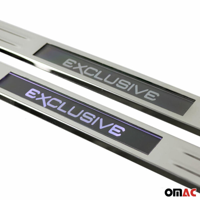 For Mercedes-Benz CLK-Class Chrome LED Door Sill Cover S.Steel Exclusive 2 Pcs