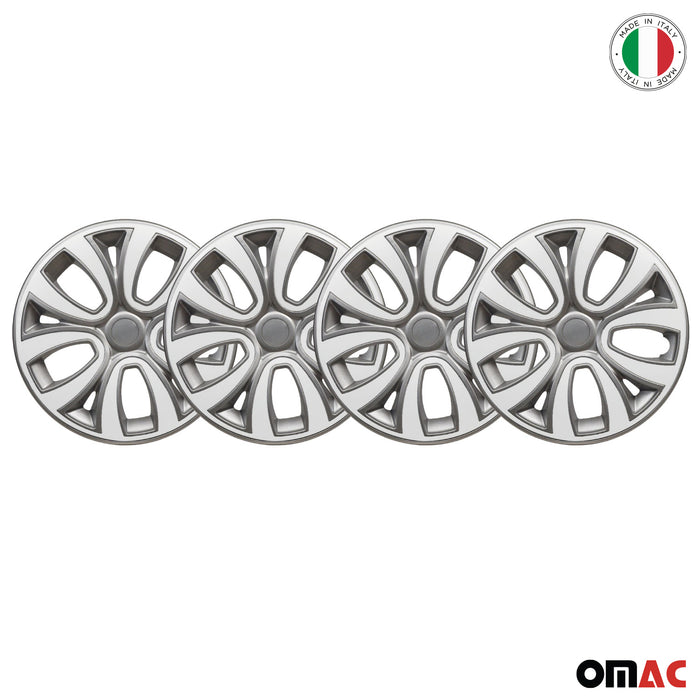 16 Inch Hubcaps Wheel Rim Cover Glossy Grey with White Insert 4pcs Set