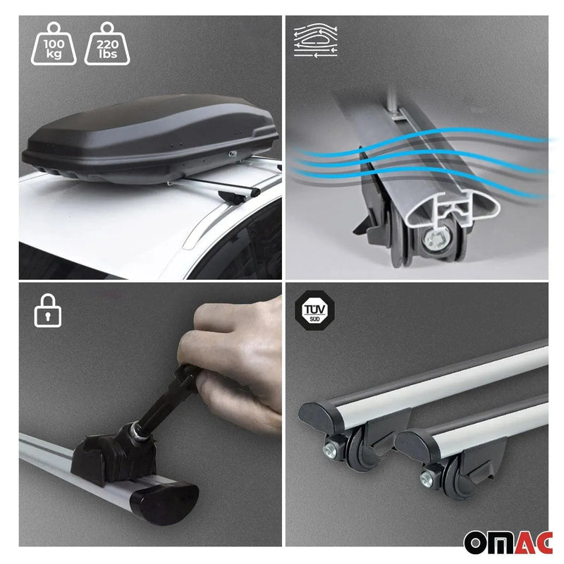 220 Lbs Luggage Roof Rack Cross Bars for Audi A6 Avant 2005-2011 Gray 2Pcs - OMAC USA