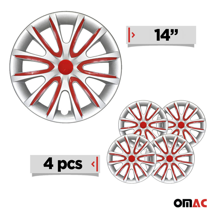 14" Wheel Covers Rims Hubcaps for BMW ABS Gray Red 4Pcs