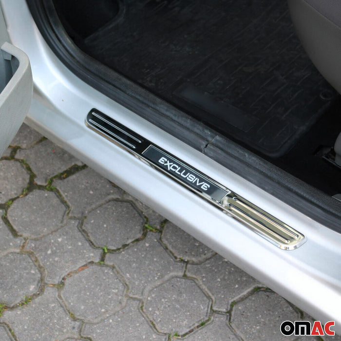 Door Sill Scuff Plate Illuminated for Mercedes C Class Exclusive Steel Silver 4x