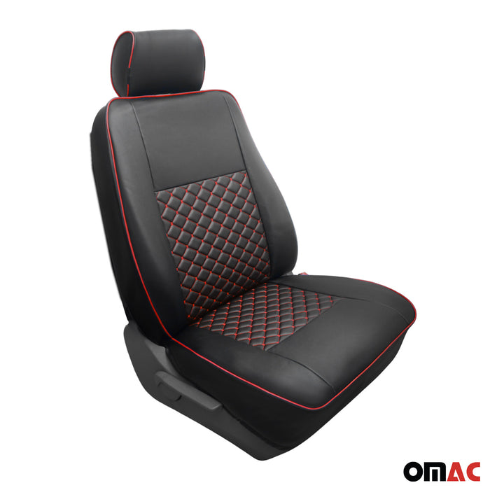 Leather Front Car Seat Covers Protector for Ford Transit 2015-2024 Black Red