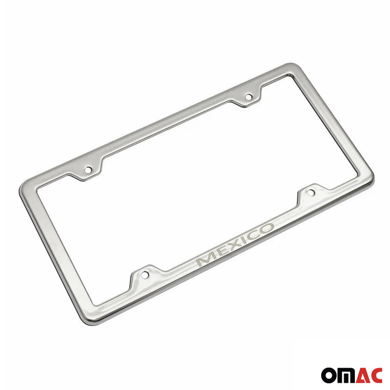 MEXICO Print License Plate Frame Chrome Stainless Steel 2 Pcs.