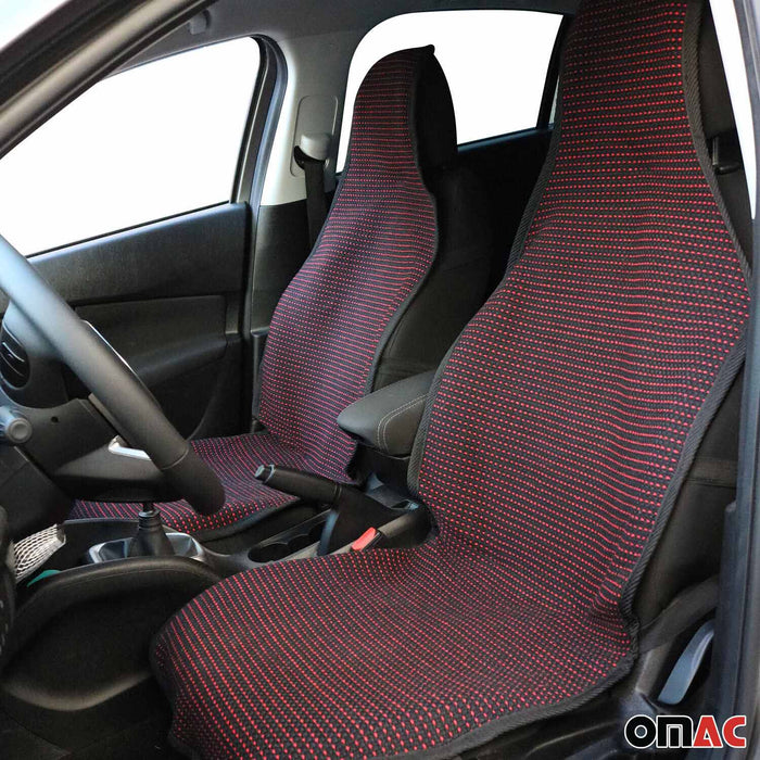 Antiperspirant Front Seat Cover Pads for Fiat Black Red 2 Pcs