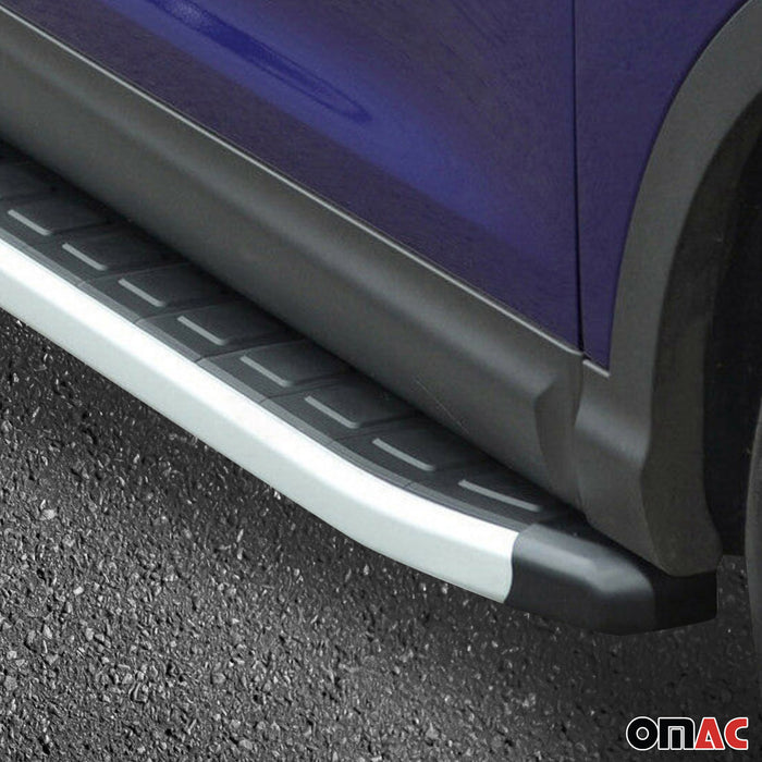 Alu Side Step Nerf Bars Running Board for Jeep Compass 2007-2016 Black Silver 2x