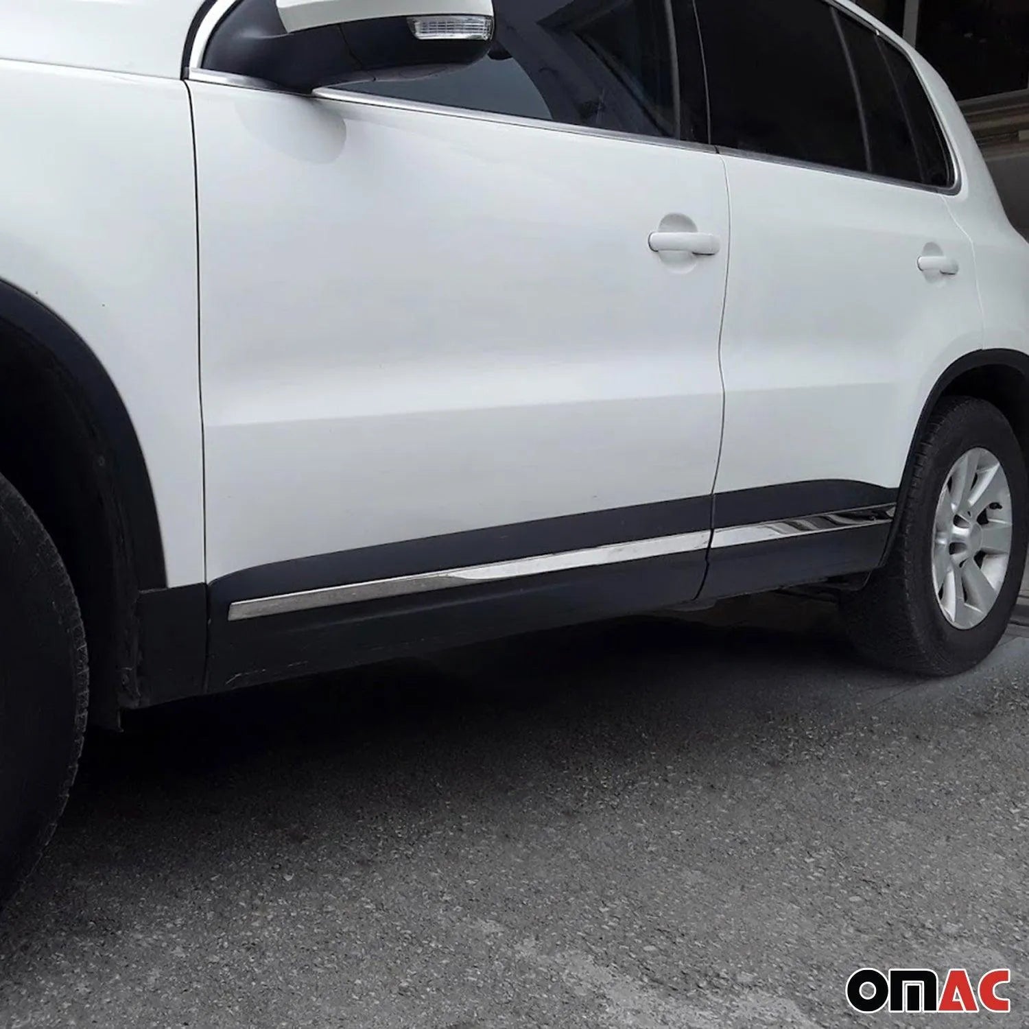 2012-2017 VW Tiguan Side Door Molding Trim Skirt Garnish Stainless Steel Silver 4 Pcs