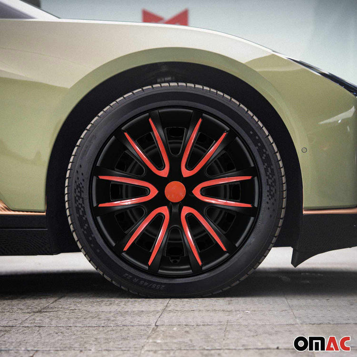 14" Wheel Covers Hubcaps for VW Jetta Black Matt Red Matte