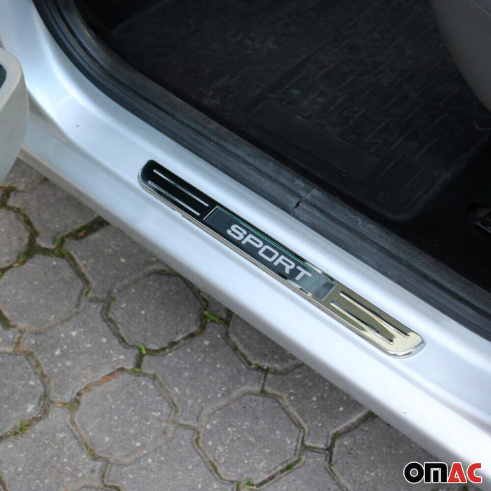 Door Sill Scuff Plate Illuminated for Audi Q3 Q5 Q7 Q8 Sport Steel Silver 4 Pcs