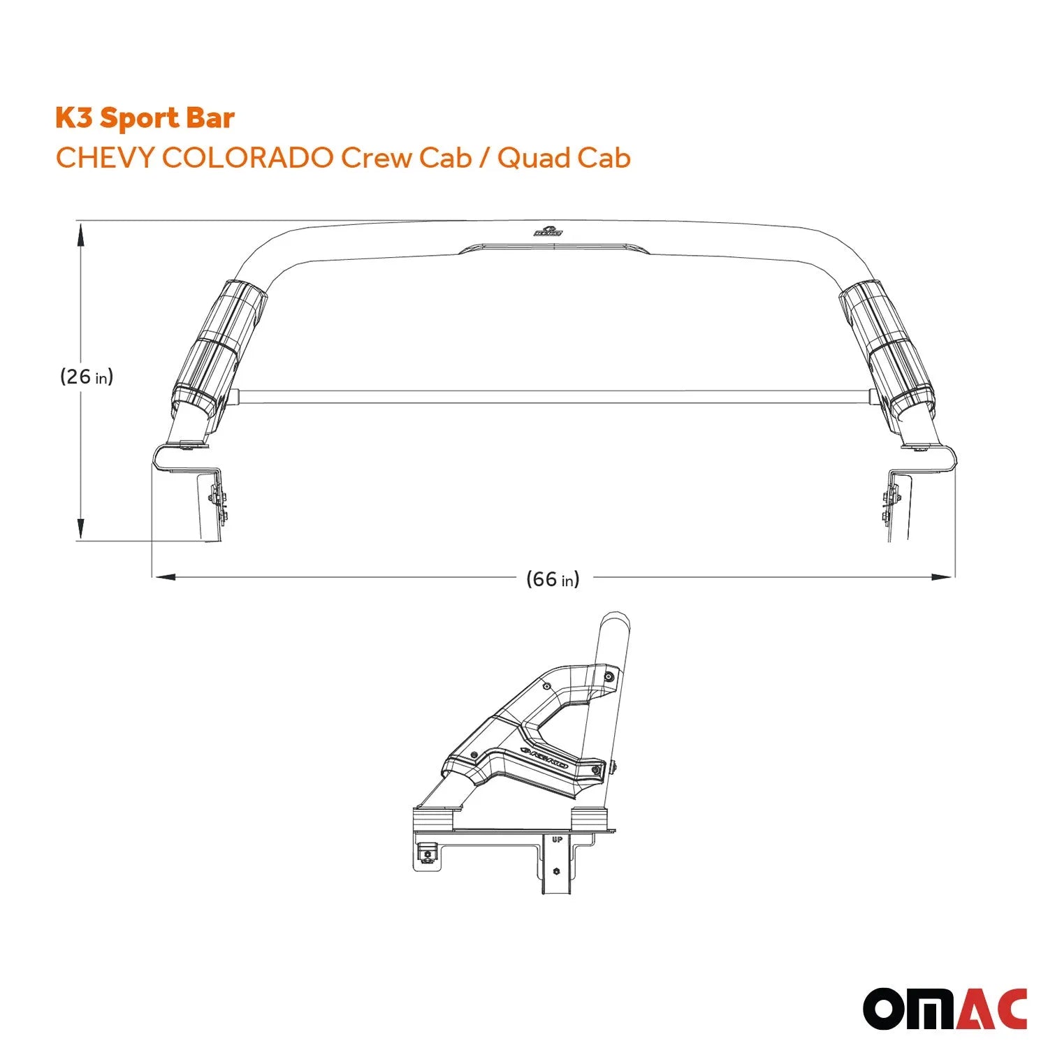 2016-2023 Chevrolet Colorado Crew Cab Sports bar Bar Rack Head Cargo Bed