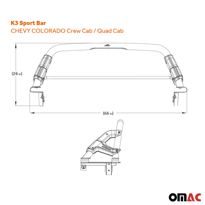 Sports bar for Chevrolet Colorado 2016-2023 Crew Cab Bar Rack Head Cargo Bed