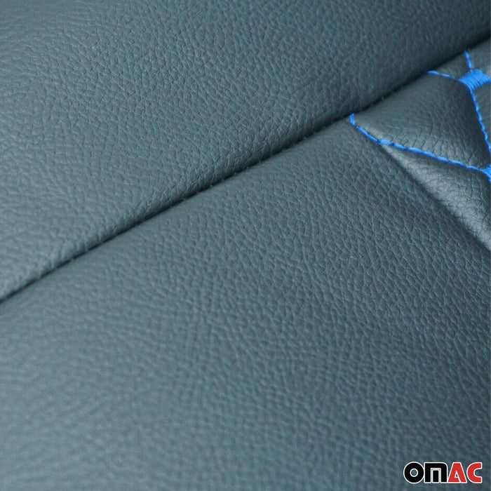 Leather Front Car Seat Covers Protector for VW Eurovan 1993-2003 Black Blue 1+1