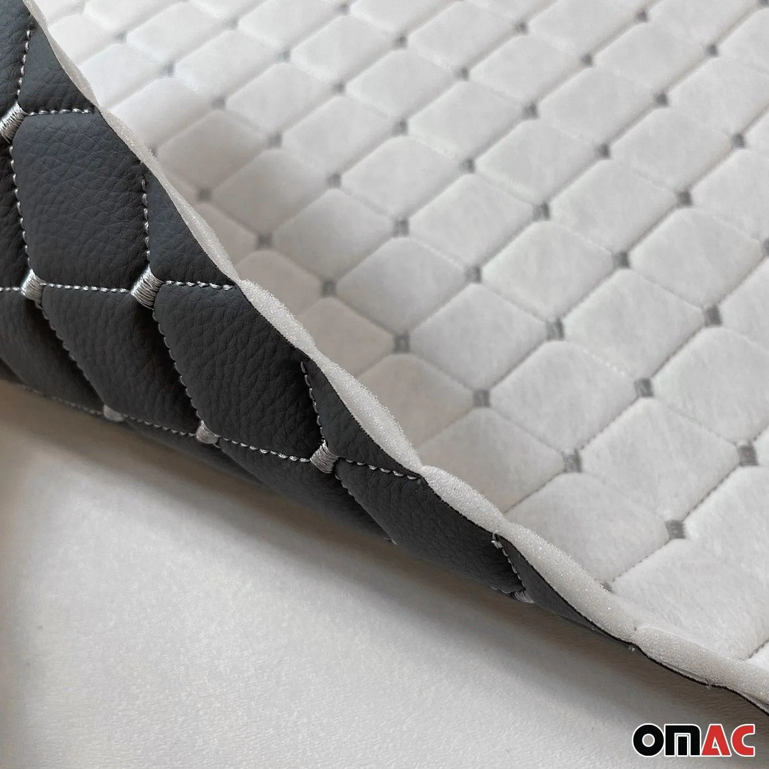 Embossed Gray Faux Leather Lining Silver Stitch Car Upholstery 1 Yardx1.5 Yards