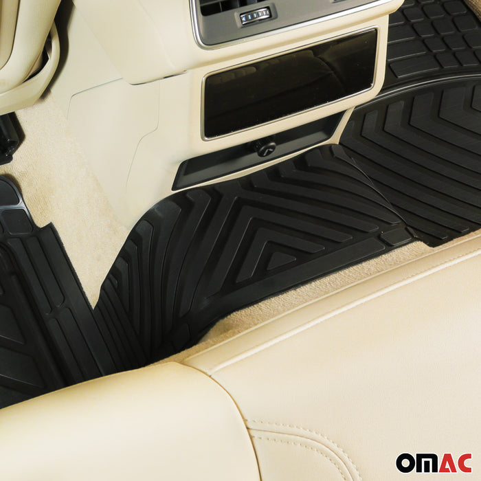 OMAC Car Floor Mats for All Weather Rubber Semi Custom Black Heavy Duty Fits Set