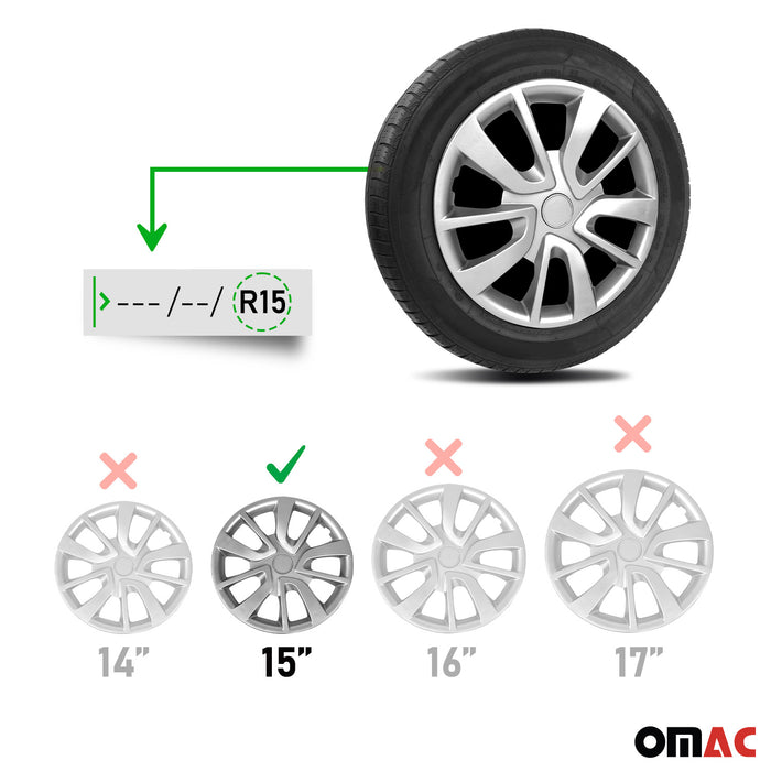 15 Inch Wheel Rim Covers Hub Caps fits Nissan Versa ABS Gray 4Pcs