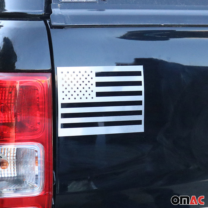 US American Flag Brushed Chrome Decal Car Sticker Emblem Steel