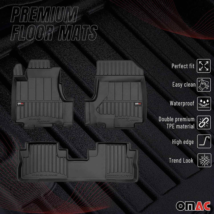 OMAC Premium Floor Mats for Honda CR-V 2007-2011 All-Weather Heavy Duty 3Pcs