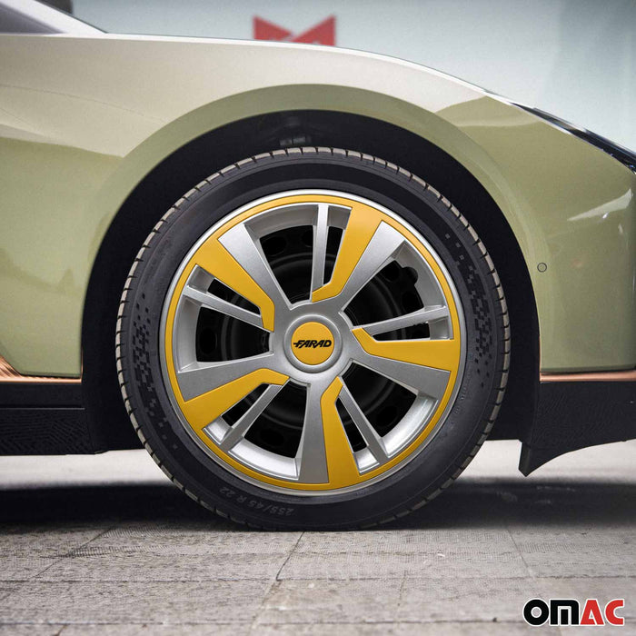 16" Hubcaps Wheel Rim Cover Grey with Yellow Insert 4pcs Set