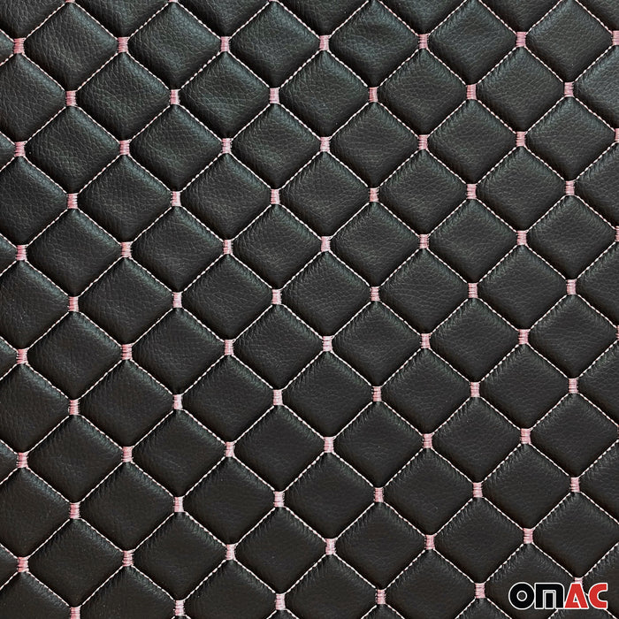 Embossed Black Faux Leather Lining Pink Stitch Car Upholstery 1 Yard x 1.5 Yards