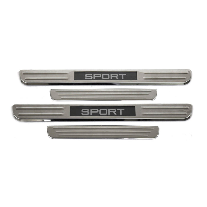Door Sill Scuff Plate Illuminated for Chevrolet Spark Sport Steel Silver 4 Pcs