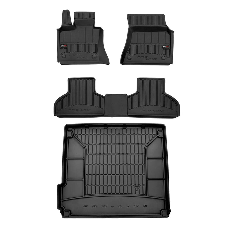 2014-2018 BMW X5 F15 F85 Premium Floor Mats & Cargo Liner Full Set All Weather Heavy Duty Black