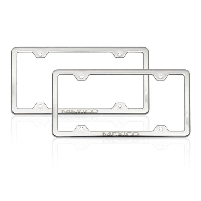 License Plate Frame tag Holder for Jeep Compass Steel Mexico Silver 2 Pcs