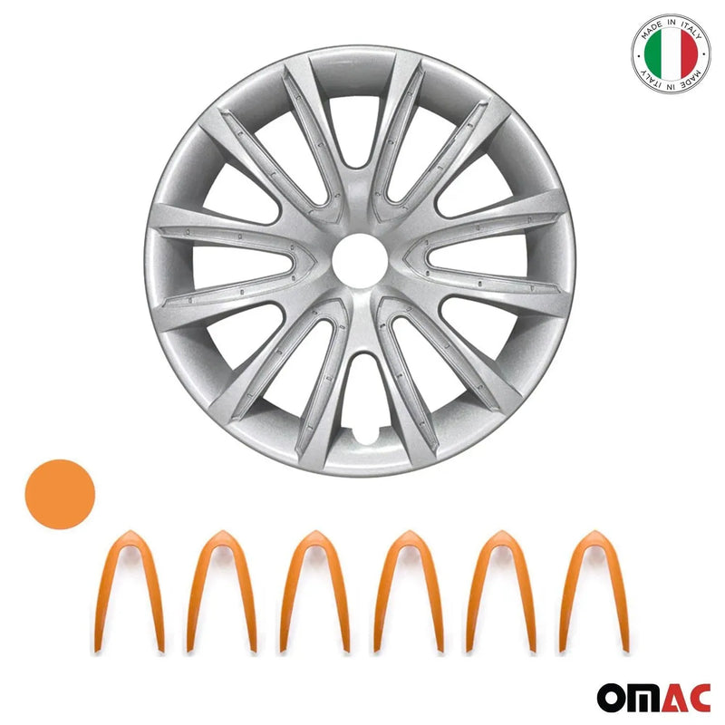 15" Wheel Covers Hubcaps for Audi Grey Orange Gloss - OMAC USA