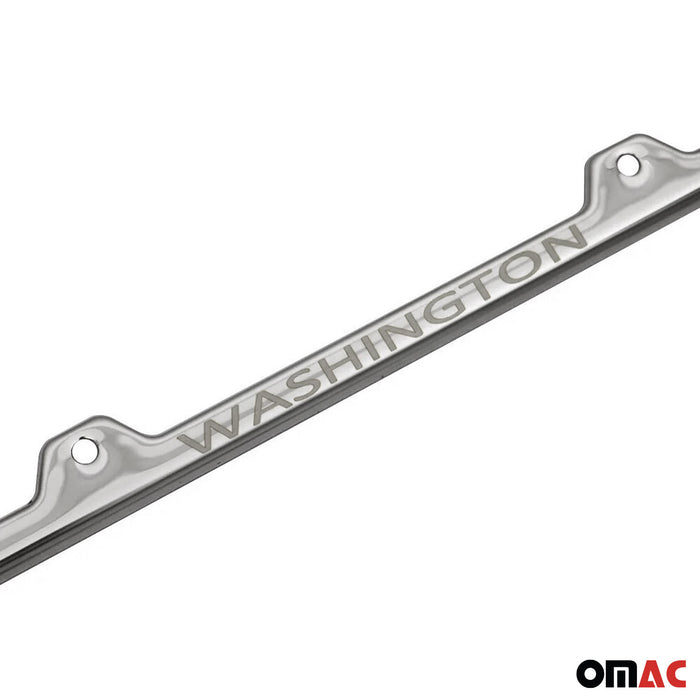 License Plate Frame tag Holder for Mitsubishi Outlander Steel Washington Silver