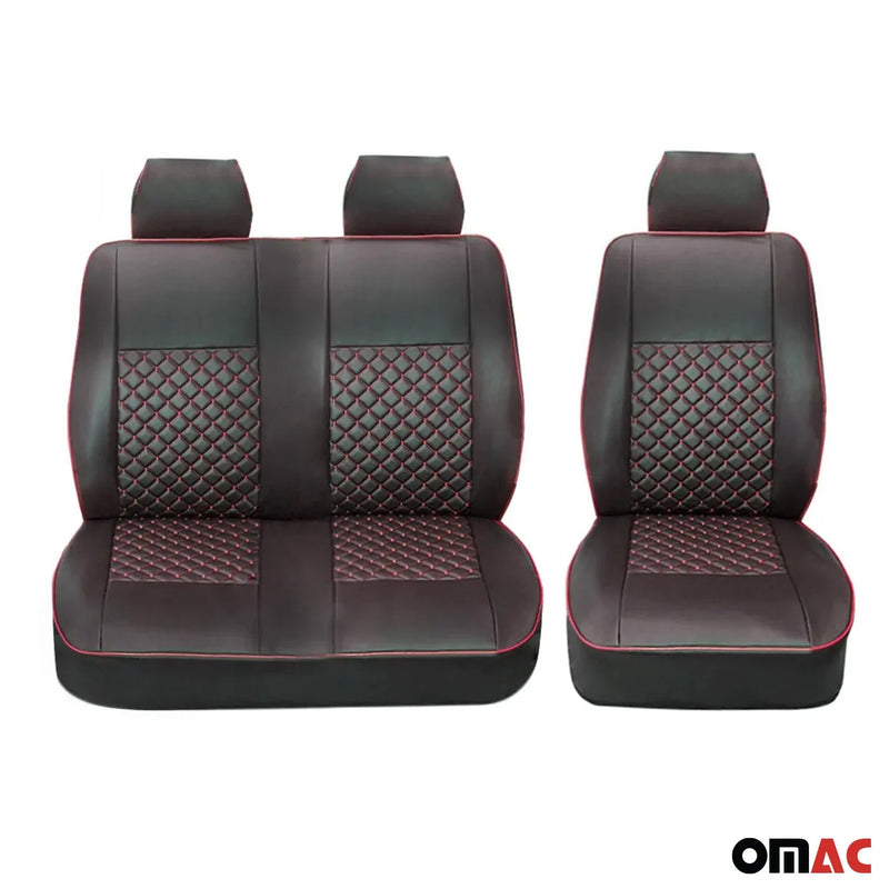 2015-2024 Ford Transit Leather Front Car Seat Covers Protector Black Red