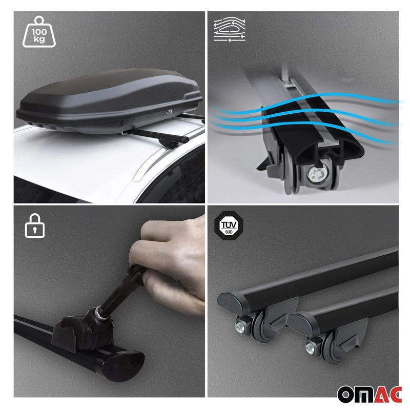 2015-2020 Audi A3 Sportback Roof Rack Cross Bars Black