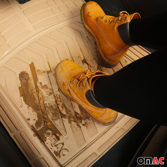 Trimmable Floor Mats Liner Waterproof for Ford Maverick 2022-2024 Beige 4Pcs