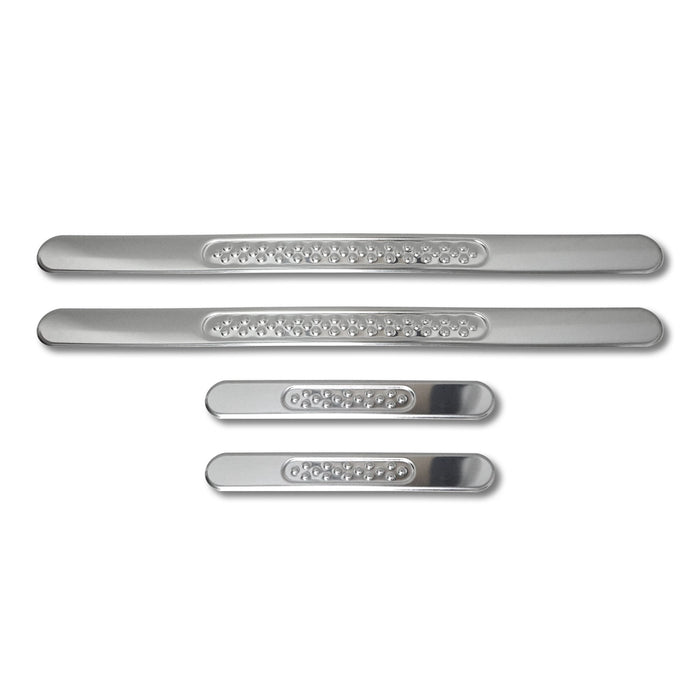 Door Sill Scuff Plate Scratch Protector for Hyundai Gloss Steel Silver 4 Pcs