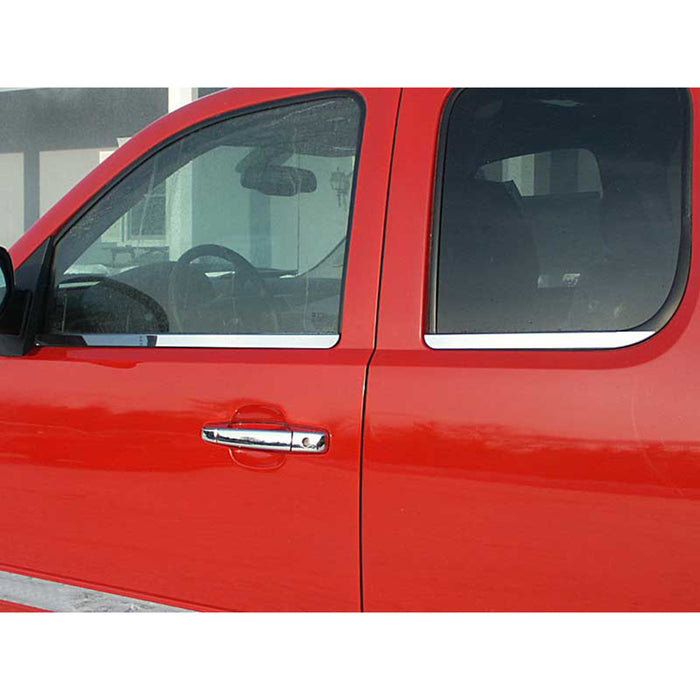 Stainless Steel Window Sill Trim 4Pc Fits 2007-2013 Chevy Silverado