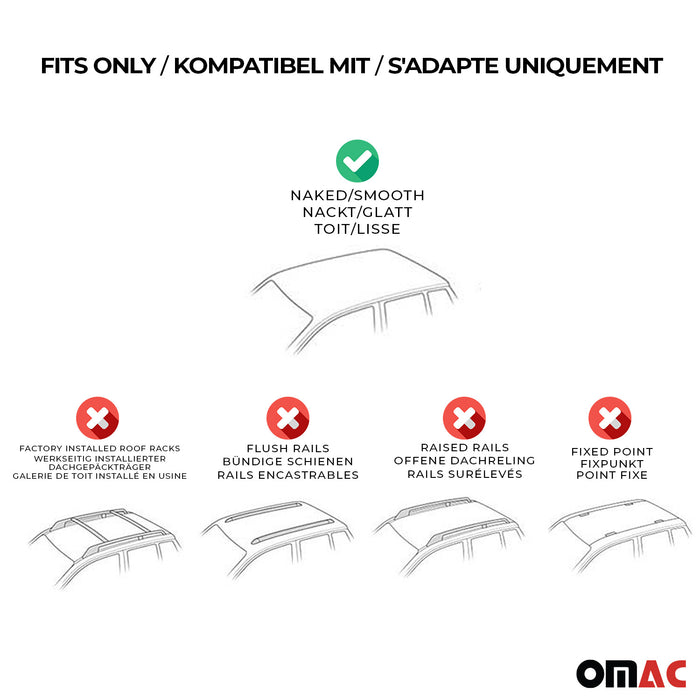 Smooth Roof Racks Cross Bars Carrier for Mazda 3 Hatchback 2019-2024 Black 2Pcs