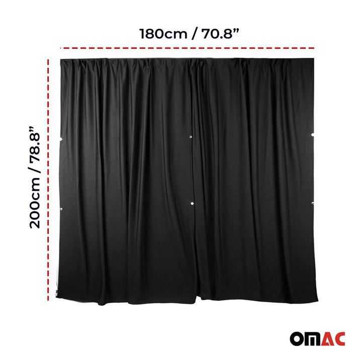 Cabin Divider Curtain Privacy Curtains for Mercedes Sprinter Black 2 Curtains