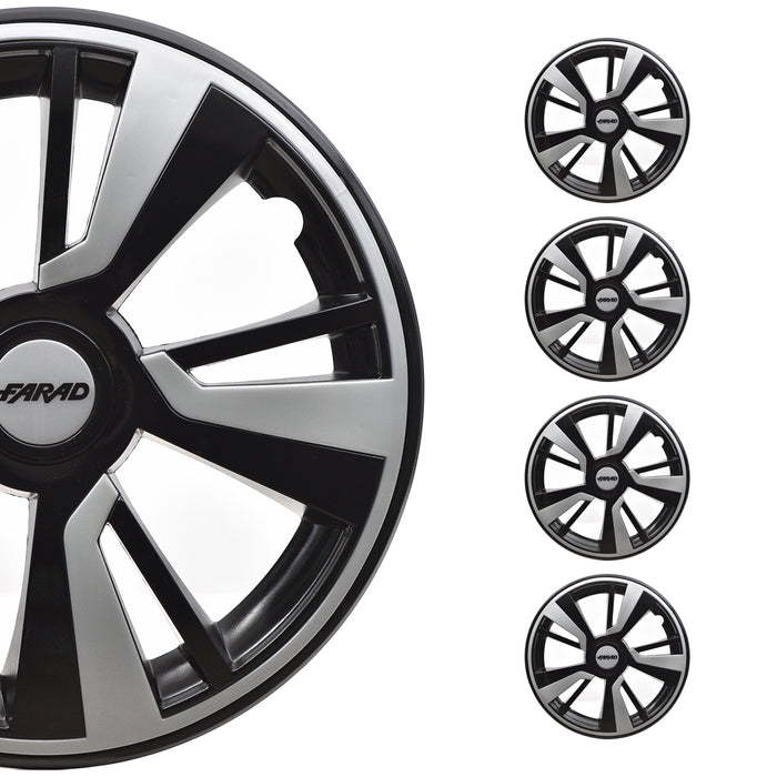 15" Wheel Covers Hubcaps Fits Ford Light Gray Black Gloss