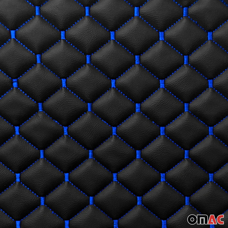 Embossed Black Faux Leather Lining Blue Stitch Car Upholstery 1 Yard x 1.5 Yards