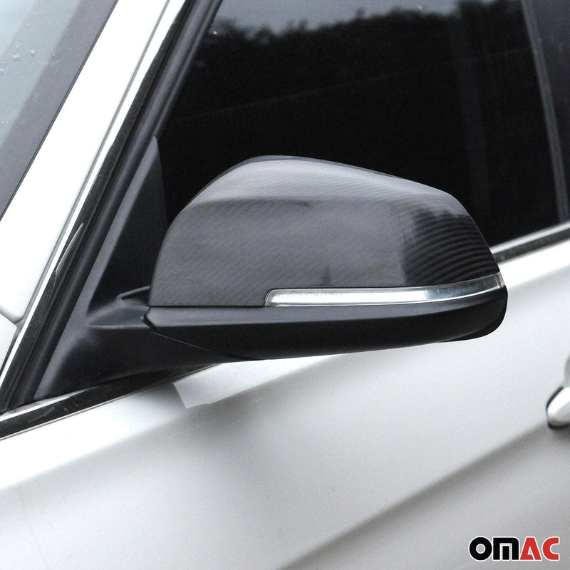 Side Mirror Cover Caps fits BMW i3 2014-2021 Carbon Fiber Black 2Pcs - OMAC USA