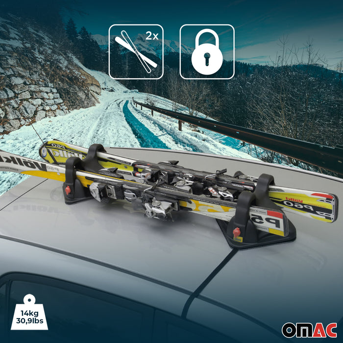 Magnetic Ski Snowboard Racks Roof Mount Car Carrier Black 2 Pieces