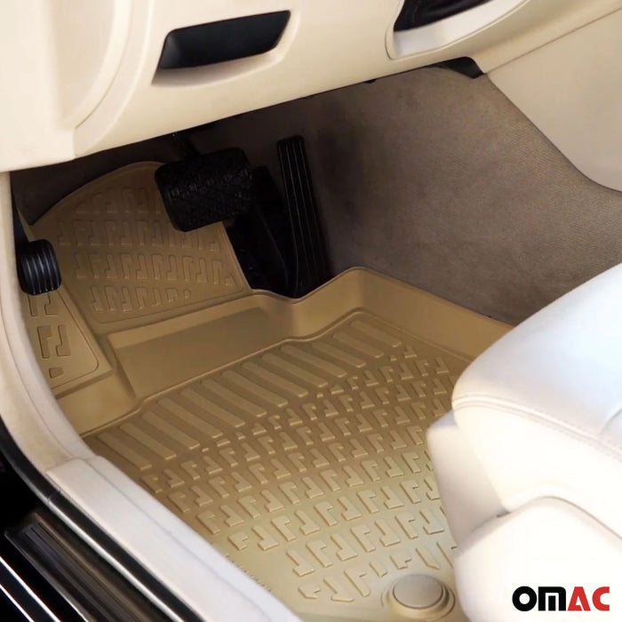 OMAC Floor Mats Liner for BMW 5 Series G30 Sedan 2017-2023 TPE Rubber Beige 4Pcs