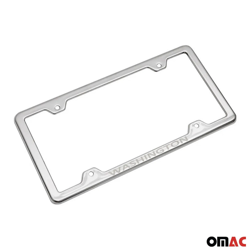 WASHINGTON Stainless Steel Chrome License Plate Frame Set