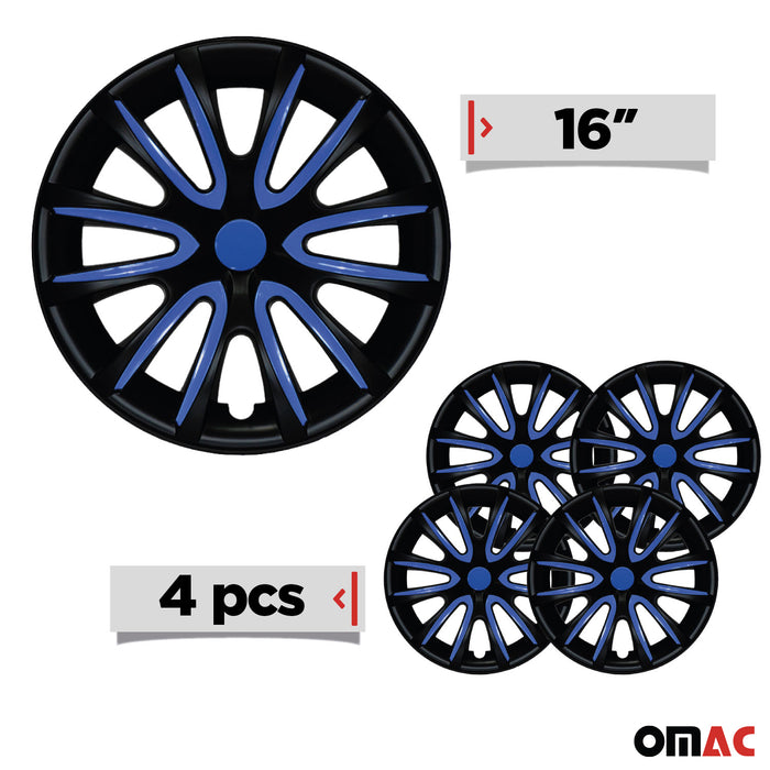 16" Wheel Covers Hubcaps for Jeep Cherokee Black Matt Dark Blue Matte