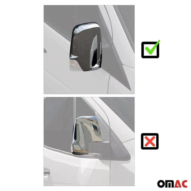 Side Mirror Cover Caps Fits Mercedes Sprinter W906 2006-2013 Steel Silver 2 Pcs - OMAC USA