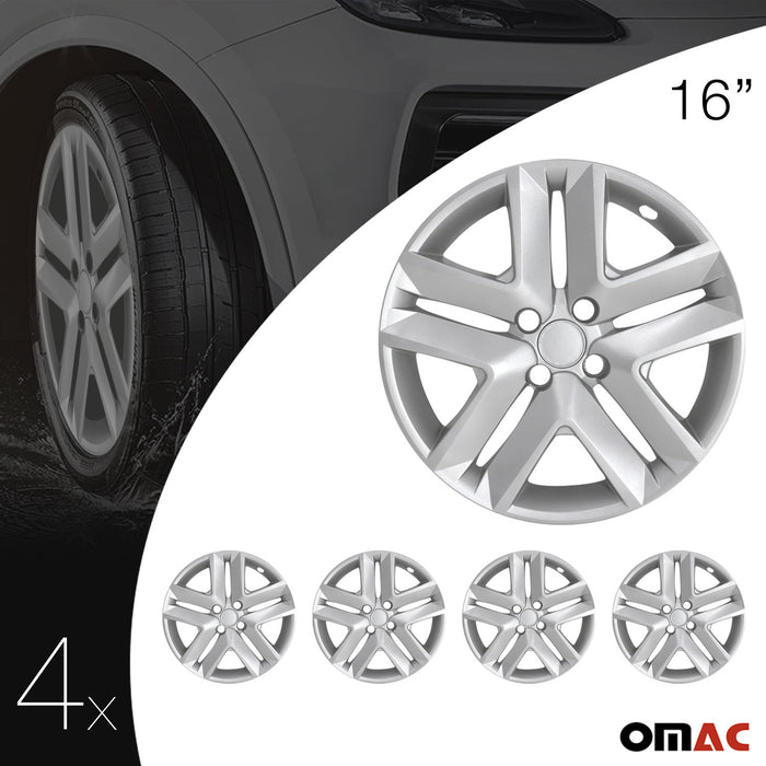 16" Wheel Rim Cover Guard Tire Hub Caps Durable Snap On ABS Accessories Silver
