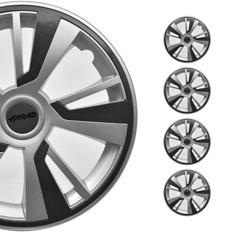 Twintone Hub Caps Wheel Cover 15" Grey & Dark Gray Insert Full Set 4 pcs.