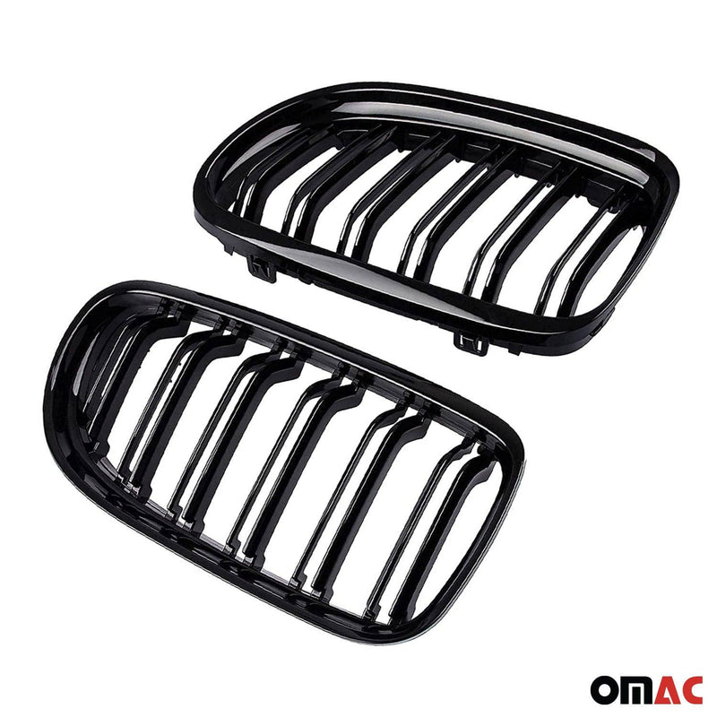 2009-2012 BMW 3 Series E90 E91 E92 E93 FL Front Kidney Grille M4 Style Gloss Black Dual Slat