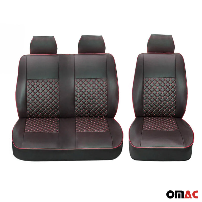 2016-2024 Mercedes Metris Leather Car Seat Covers Protector Black Red 2+1