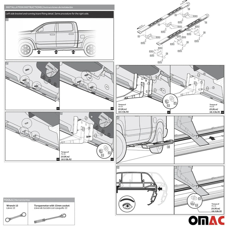 2019-2023 Ram 1500 Crew Cab Running Board Nerf Bar Side Step